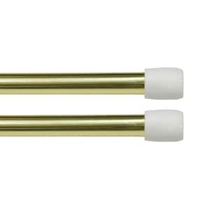 Fast Fit No Tools 28 in. - 48 in. Adjustable Spring Tension Curtain Rod, 7/16 in. Dia. in Brass Gold, Set of 2