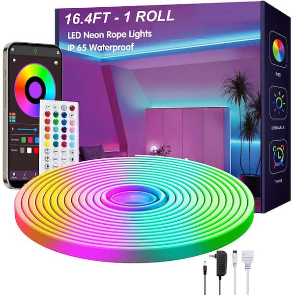 16. 4ft Integrated LED White Strip Light Fixture, IP65 Waterproof, RGB Color Changing, , Remote Control‎, Plastic
