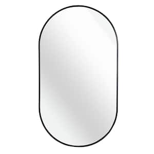 20 in. W x 28 in. H Large Oval Aluminium Framed Wall Bathroom Vanity Mirror in Black