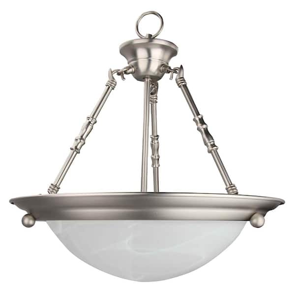 Unbranded Kayden 60-Watt 2-Light Brushed Nickel Bulb Pendant Lights Glass