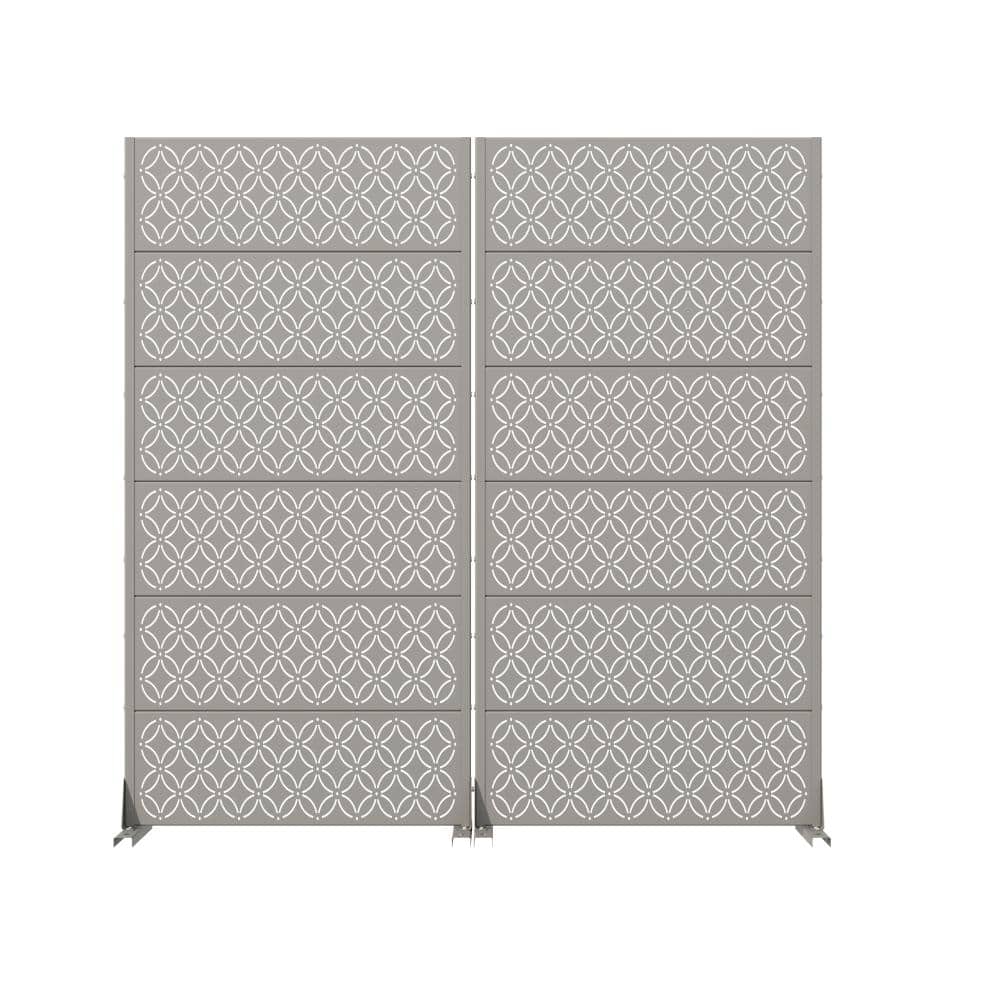 72 in. H x 35.5 in. W Outdoor Gray Galvanized Steel Decorative Garden Fence Privacy Screen (2-Pack) price history on PriceWatchPro