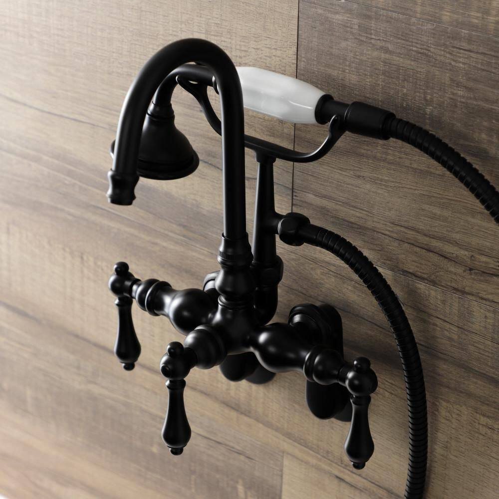 Matte Black Brass Wall Mount Clawfoot Tub Faucet with Hand Shower