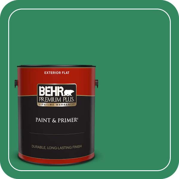BEHR PREMIUM PLUS 1 gal. #P420-6 Exquisite Emerald Flat Exterior Paint & Primer