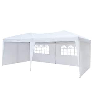 20 ft. x 10 ft. White Straight Leg Party Tent with 2 Walls & 2 Windows