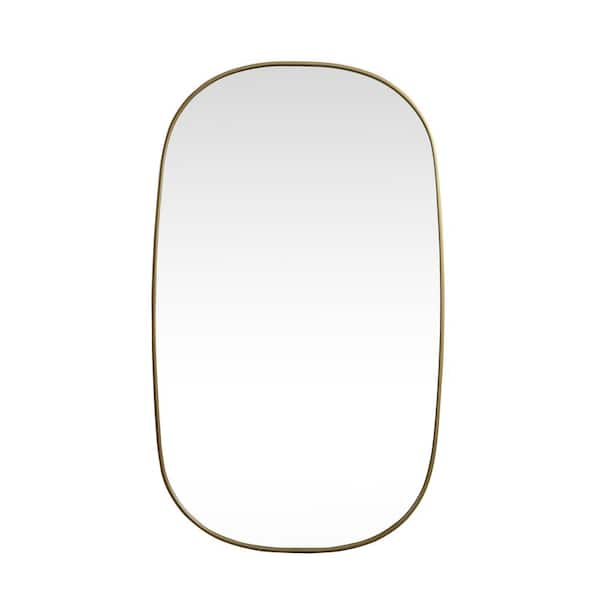 Unbranded Timeless Home 36 in. W x 60 in. H x Modern Metal Framed Oval Brass Mirror
