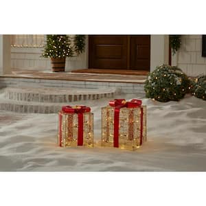 2-Piece Polar Wishes LED Gift Boxes Holiday Yard Decoration