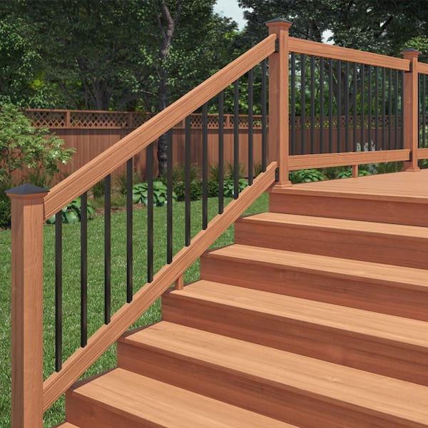 6 ft. Cedar-Tone Southern Yellow Pine Stair Rail Kit with Aluminum Square Balusters