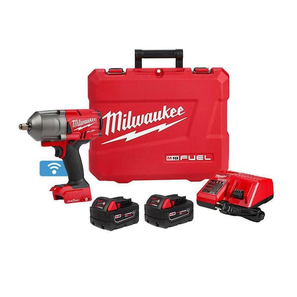 Milwaukee M18 FUEL ONE-KEY 18V Li-Ion Brushless Cordless 1/2 in. High-Torque Impact Wrench with Friction Ring, Resistant Batteries