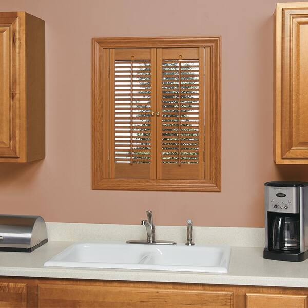 HOME basics Oak 1-1/4 in. Traditional Faux Wood Interior Shutter 23 to 25 in. W x 24 in. L