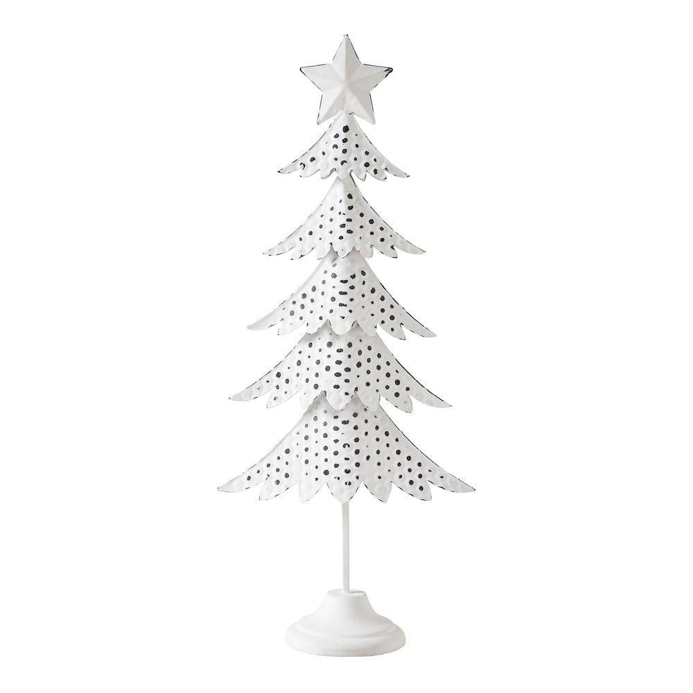 VHC BRANDS 18 in. Antique White Metal Christmas Tree Figurine