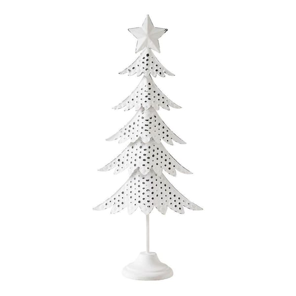 18 in. Antique White Metal Christmas Tree Figurine