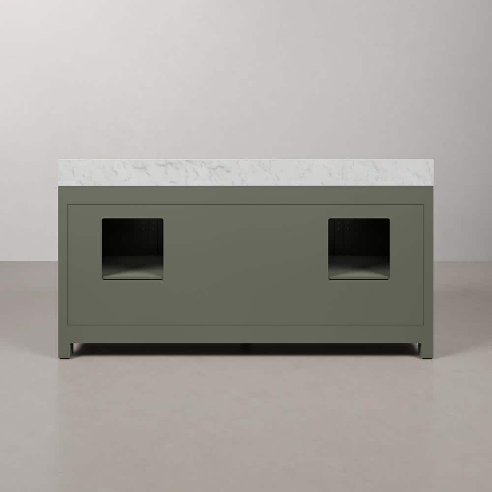 Madison 72" Glacial Green Double Sink Vanity with Marble Top