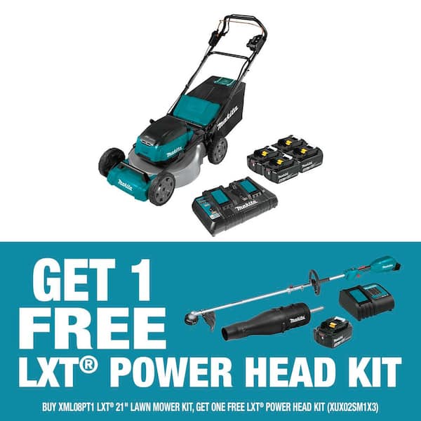21 in. 18V X2 (36V) LXT Lithium-Ion Cordless Walk Behind Self Propelled Lawn Mower Kit with 4 Batteries (5.0 Ah)