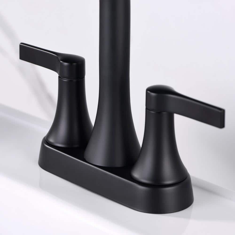 Matte Black Modern Centerset 2-Handle Bathroom Faucet