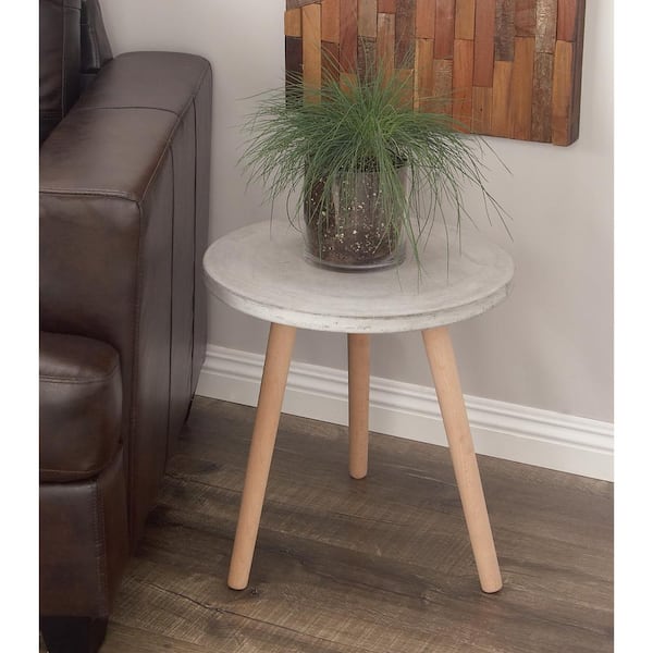 Litton Lane 17 in. Light Grey Wood Fiber Clay Table