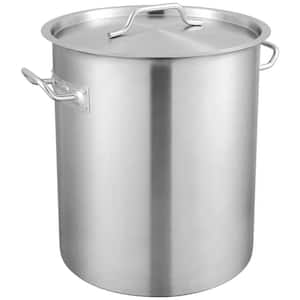 Stainless Steel Stockpot, 42 qt. Large Cooking Pots, Cookware Sauce Pot with Strainer, Lid, Handle, Commercial, Silver