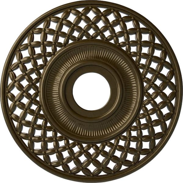Ekena Millwork 22-1/4" x 4-3/4" ID x 1-1/4" Robin Urethane Ceiling Medallion (Fits Canopies upto 6-1/4"), Brass
