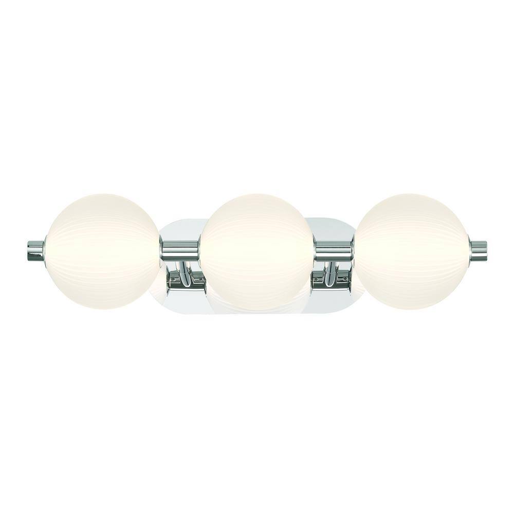 Nickel 3-Light Vanity with Opal Ribbed Glass Shades