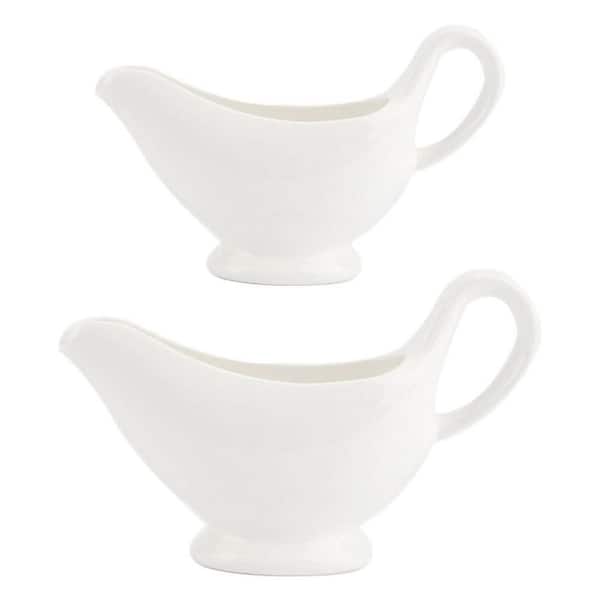 10 oz Ceramic Gravy Boat Set of 2 with Handles, 3 oz and 5 oz Condiment Saucier Bowls, Microwave and Unit