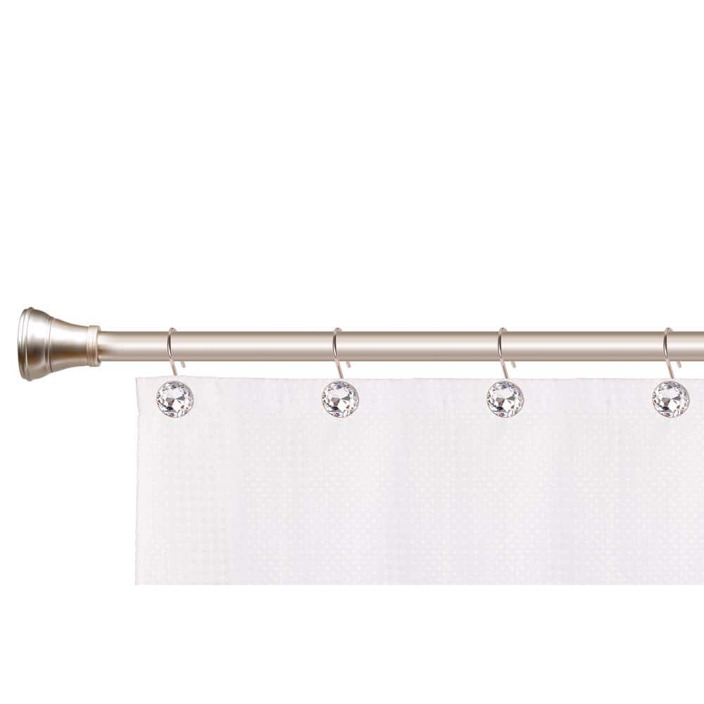 Brushed Nickel Crystal Design Shower Curtain Hooks Set of 12