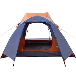 6 ft. x 4.5 ft. Aluminum Poles Tent with Bike Shed and Rainfly-Portable Dome Tents for Camping in Orange