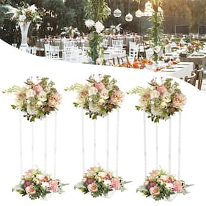 3 Pieces 31.49 in. x 11.41 in. Indoor/Outdoor Clear Acrylic Flower Stand Tabletop Display Rack Wedding Party Decor