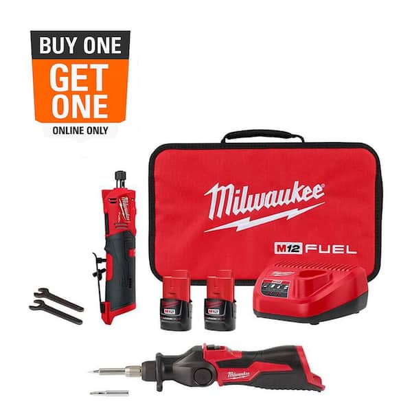 M12 FUEL 12V Lithium-Ion Brushless Cordless 1/4 in. Straight Die Grinder Kit w/M12 Soldering Iron
