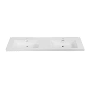 63 in. W x 18.5 in. D Solid Surface Resin Vanity Top in White