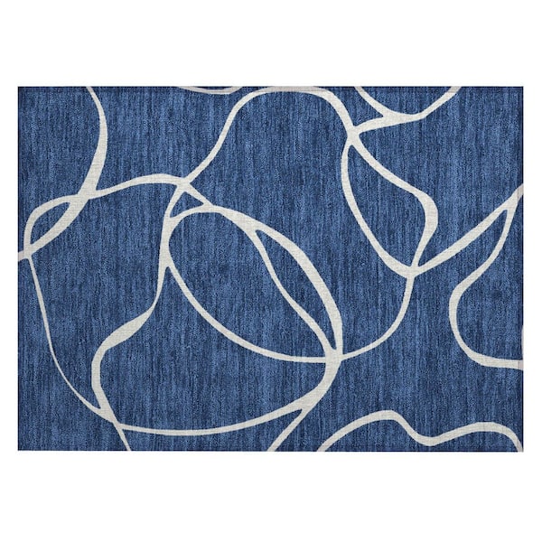 Chantille Machine Washable Indoor/Outdoor Abstract ACN999 Navy 1 ft. 8 in. x 2 ft. 6 in. Area Rug