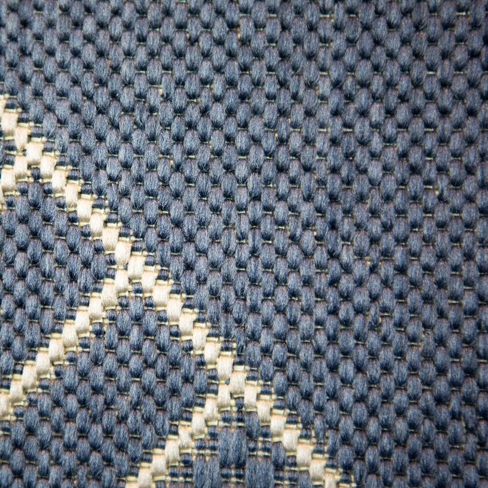 Dariya Blue Geometric Flat Woven Synthetic Runner Rug
