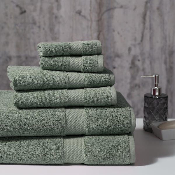 Cheswick 6-Piece Green Dobby Solid Cotton Bath Towel Set 6133T7G850 - The  Home Depot