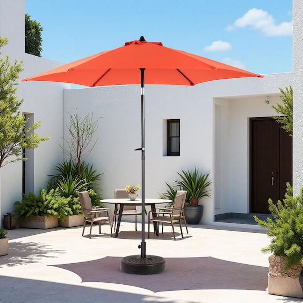ToolCat 9 ft. Steel Outdoor Market Patio Umbrella Crank and Tilt Umbrella Without Base in Orange