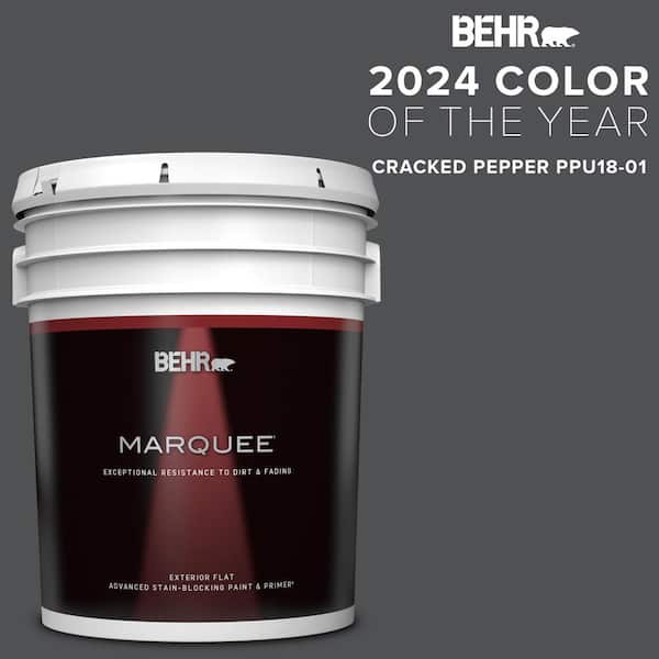 BEHR MARQUEE 5 gal. #PPU18-01 Cracked Pepper Flat Exterior Paint & Primer