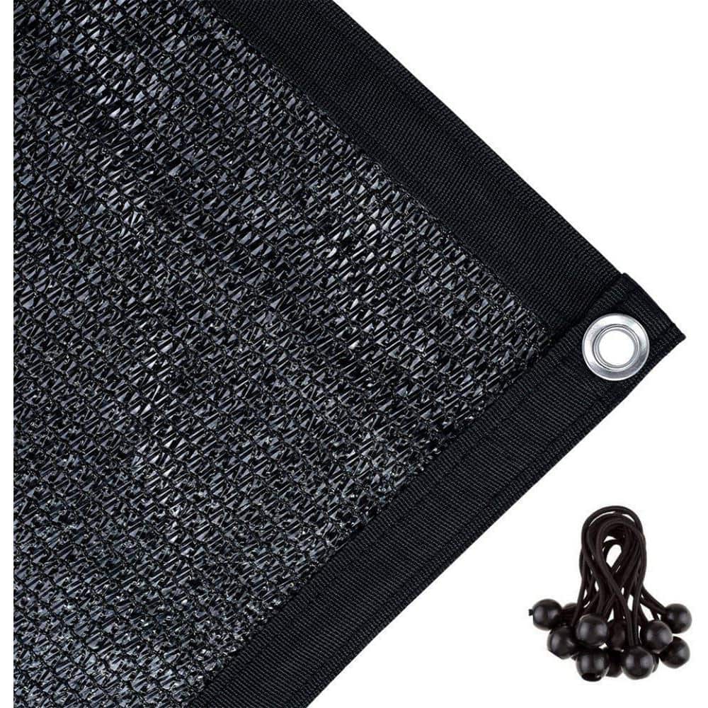 Shatex 12 ft. x 8 ft. Black 80% Sunblock Shade Cloth with Grommets