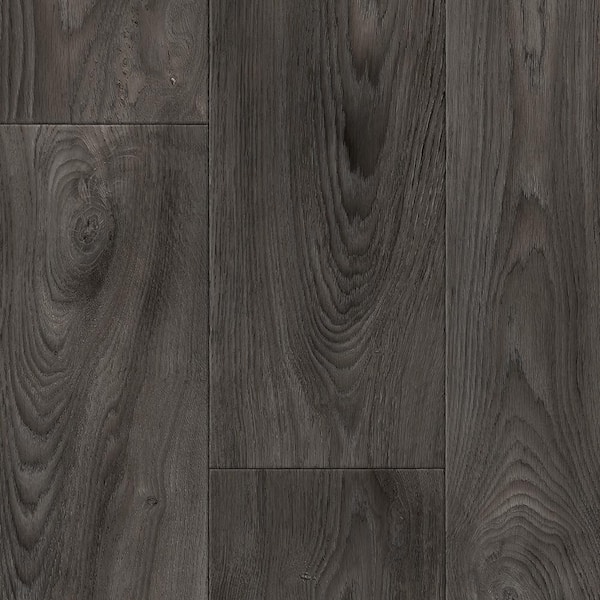 TrafficMaster Scorched Walnut Charcoal Wood Residential Vinyl Sheet Flooring 12ft. Wide x Cut to Length