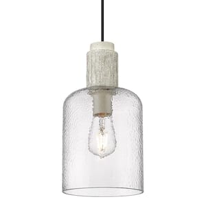 Pedra 1-Light Matte Black Hammered Clear Glass Shaded Small Pendant Light