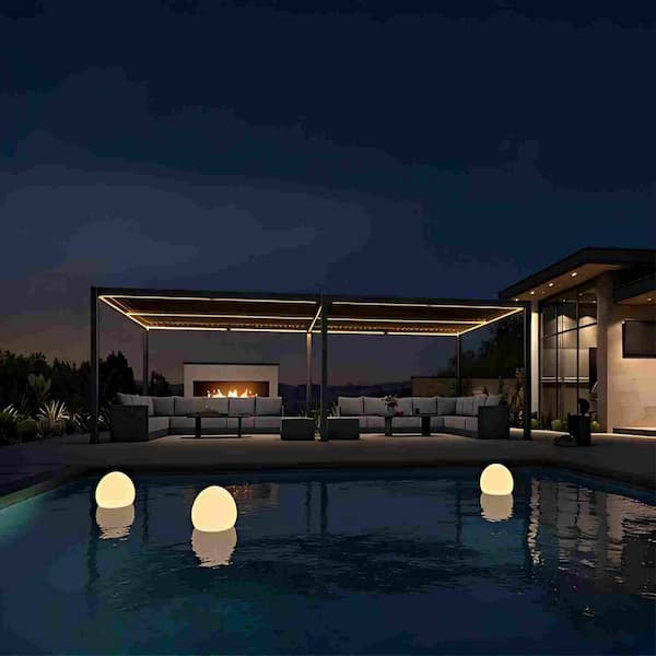 PURPLE LEAF 13 ft. x 30 ft. Gray Aluminum Outdoor Louvered Pergola