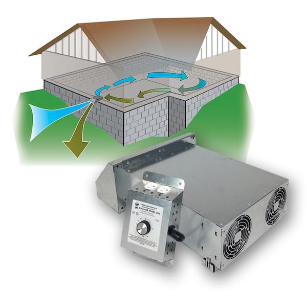 Unbranded - Xchanger 12 in. 2-Speed Reversible Basement Fan with Automatic Humidity Controller