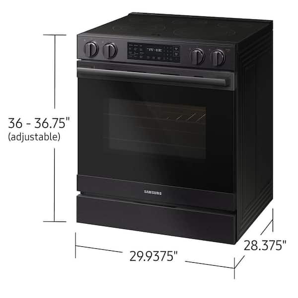 Bespoke 30 in. 5 burner Smart Slide-In Electric Range in Matte Black Steel with True Convection