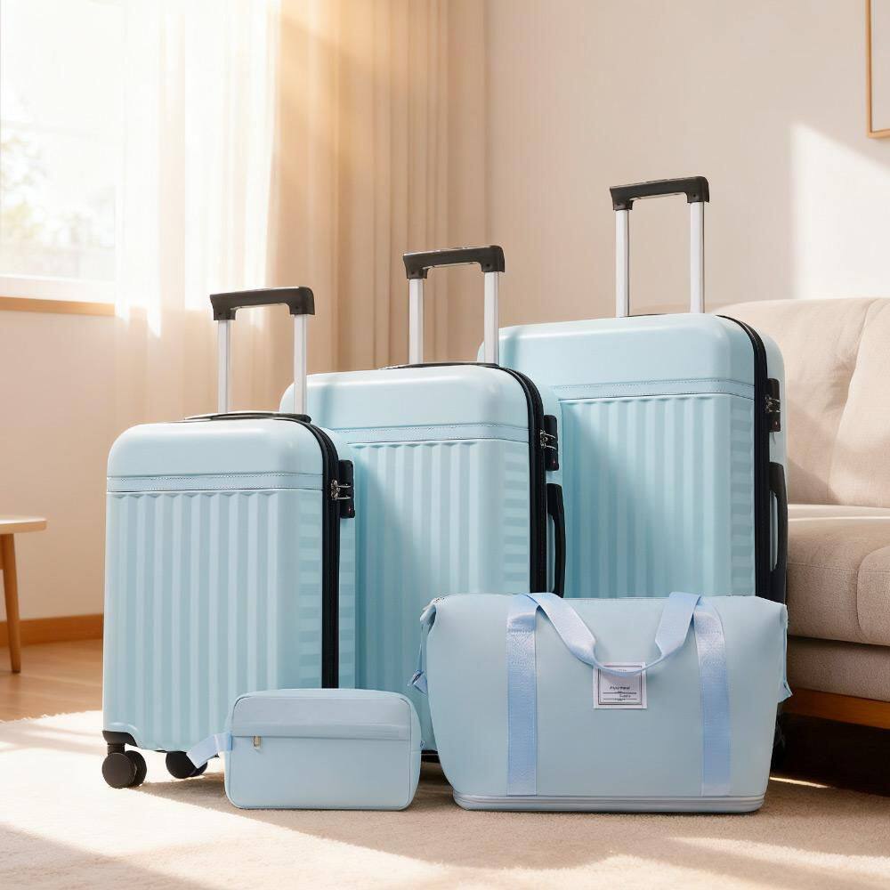 Merax 5 Bags 5-Piece Light Blue Expandable ABS Hardshell Luggage