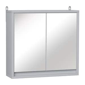 19 in. W x 5.75 in. D x 17.75 in. H Wall-Mounted Medicine Cabinet with Mirror in White Doors and Adjustable Shelf