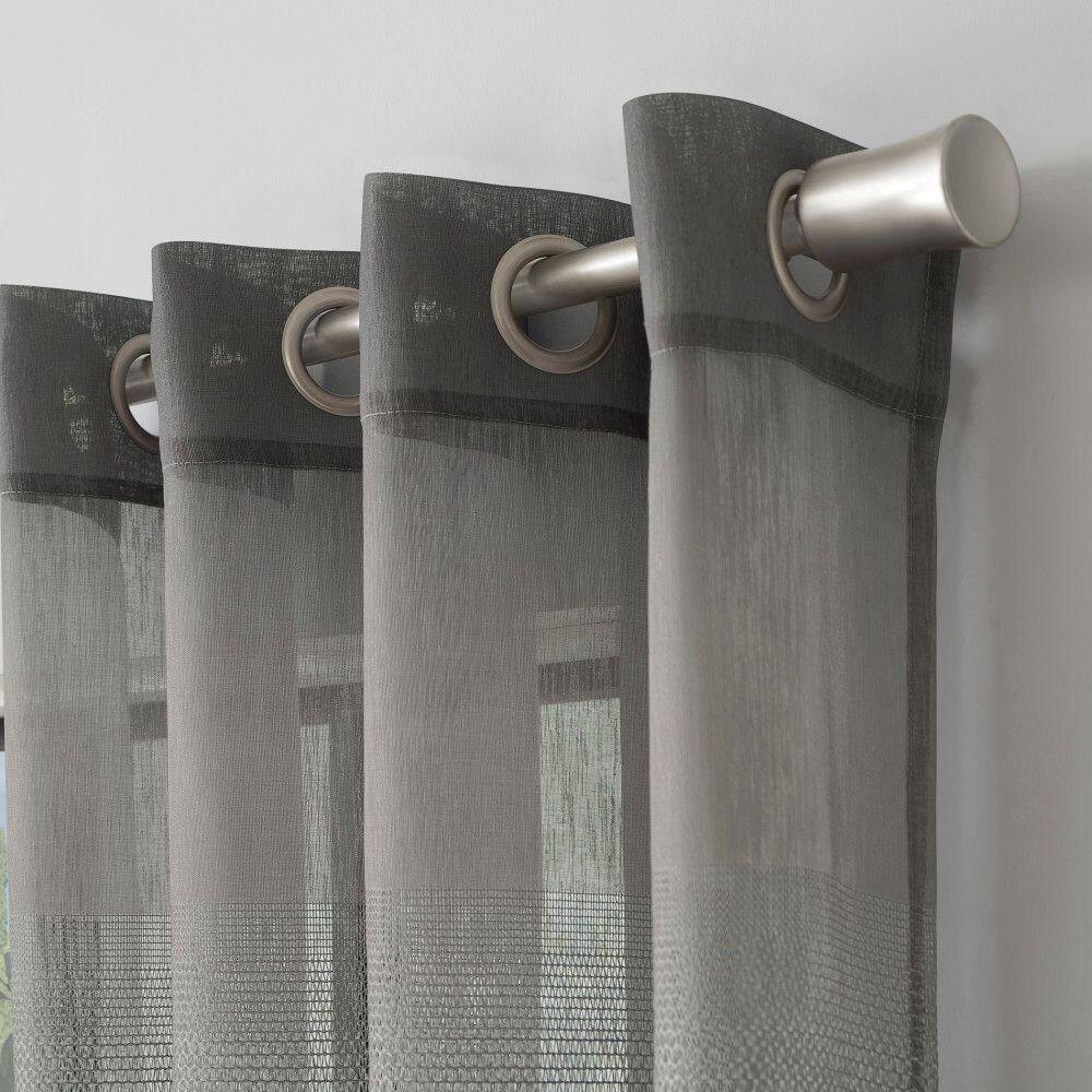 Gray Ombre Sheer Polyester Grommet Curtain Panel, 52" x 96"