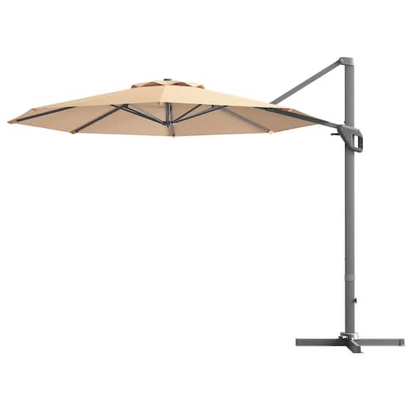 SUNRINX 11 ft. Cantilever Patio Umbrella with 360-Degree Rotation for Pool Garden and Backyard in Beige