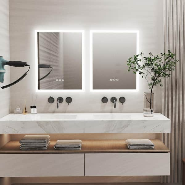 Front-Lighted LED Bathroom Vanity Mirror: 48 x 48 - Square – Mirrors &  Marble