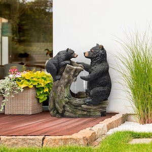 26 in. Tall Bear and Cub with Tree Fountain Yard Statue Decoration