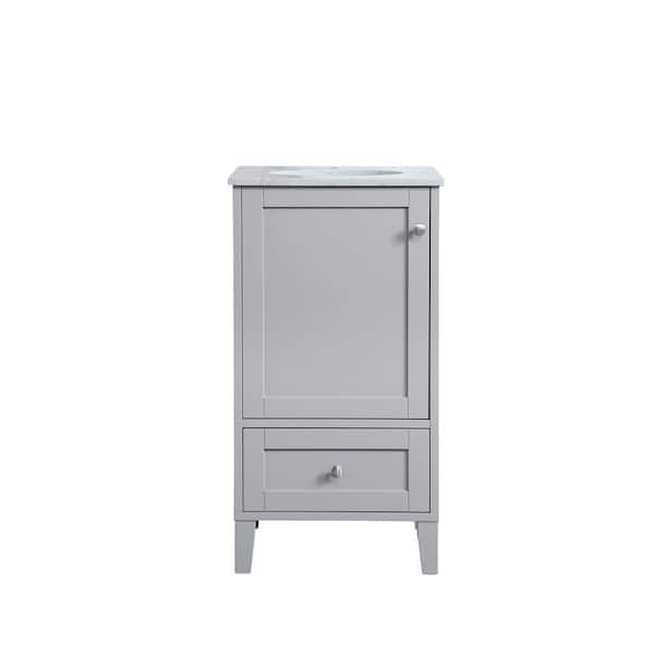 Unbranded Simply Living 18 in. Single Bathroom Vanity in Grey with Engineered Marble Vanity Top in Calacatta White