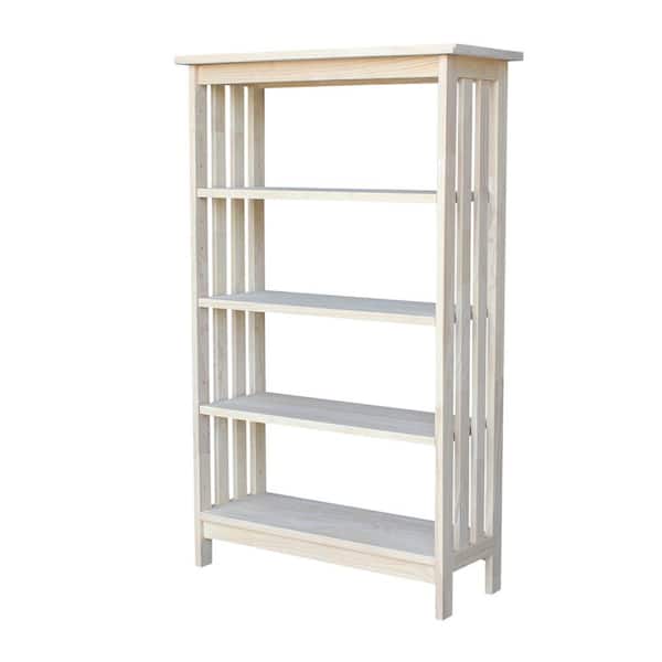 48 in. Unfinished Wood 4-shelf Etagere Bookcase with Adjustable Shelves