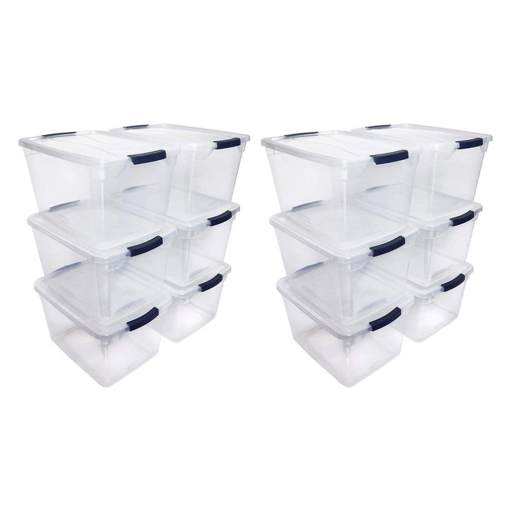 Rubbermaid Cleverstore Qt Plastic Storage Tote Container With Lid