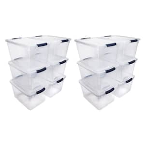 Cleverstore 30 qt. Plastic Storage Tote Container with Lid (12-Pack)