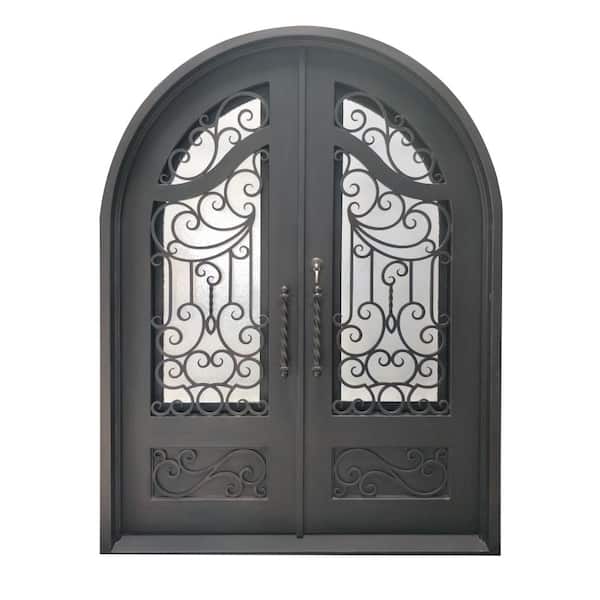 ALEKO 72 in. x 96 in. Aged Bronze Right-Hand Inswing 3/4 Lite Clear Double-Glazed Iron Prehung Front Door